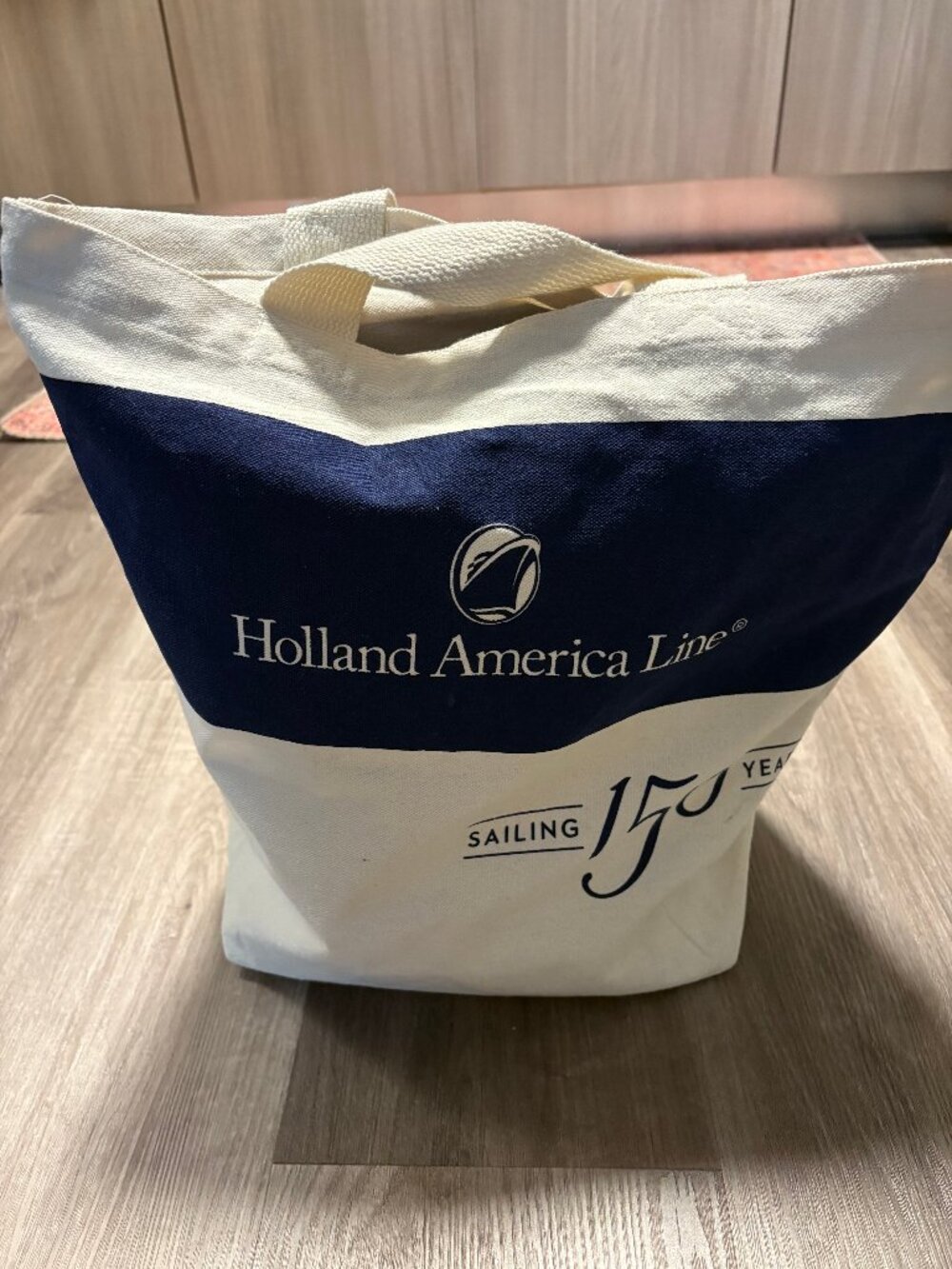 Holland America Line  Tote Bag - Sailing 150 Years - Ivory/Blue - Rectangular.